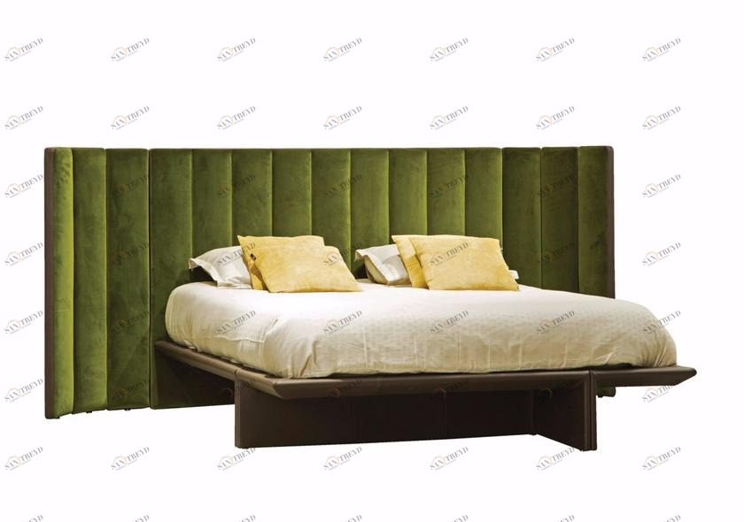 Roche Bobois Двуспальная кровать из ткани с высоким изголовьем sun-id-1350616