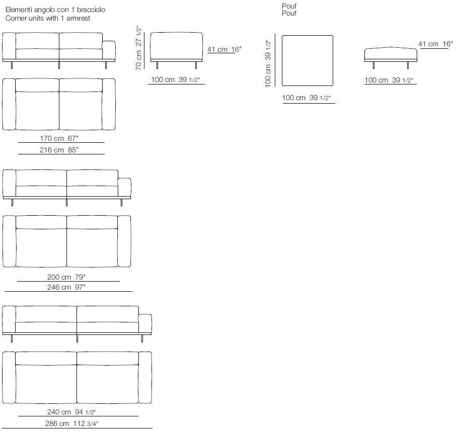 arflex Мягкий диван из ткани на 4 места Naviglio sun-id-1482309 - Вид №6