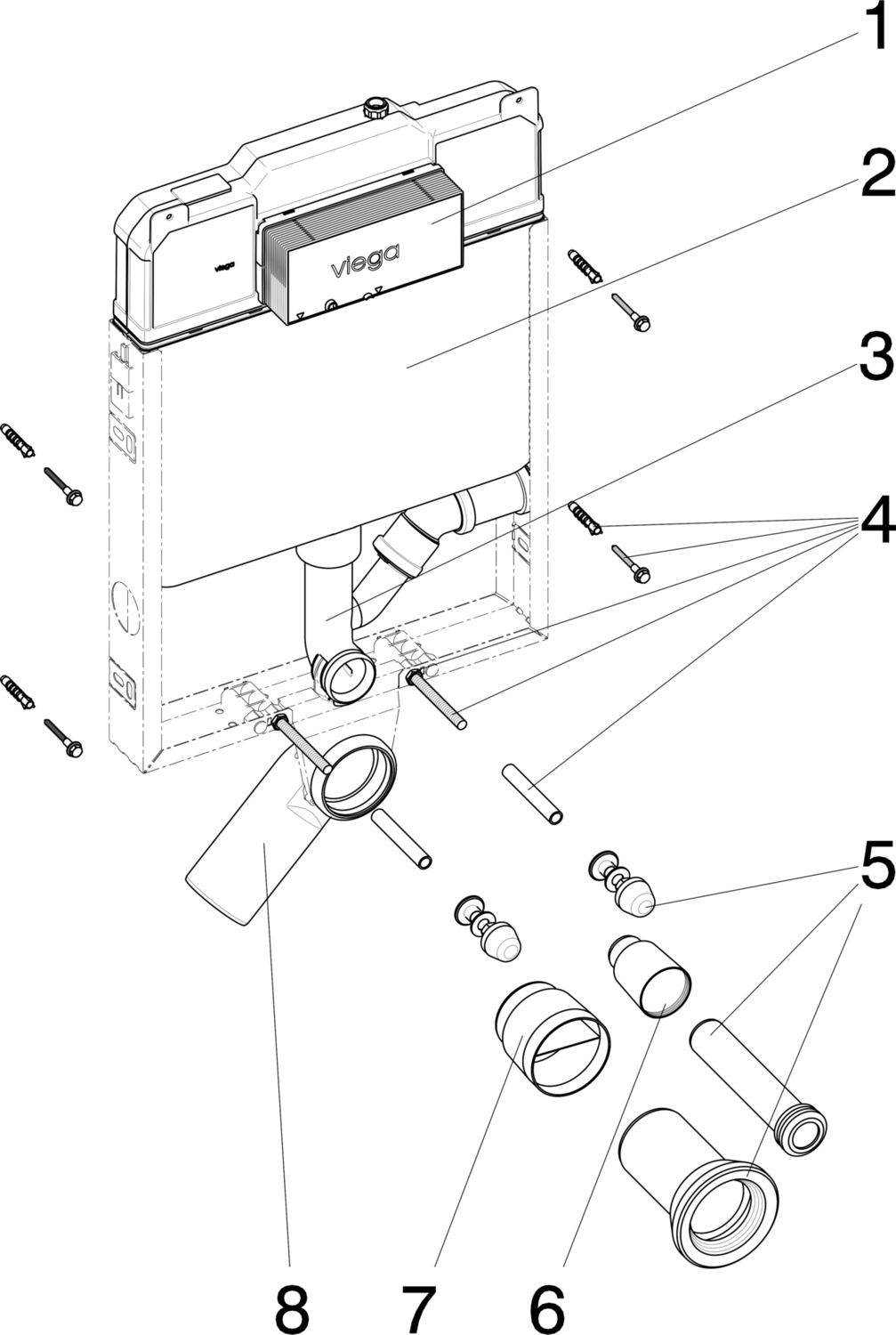 Системная техника  Viega Mono  Блоки скрытого монтажа для унитазов  Спереди VIEGA 662 752 Модель 8308.8 Santreyd  - Вид №3