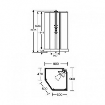 Передняя стенка душевой кабины 90x90 Ido Showerama 8-5 4985022995 белый профиль+ прозрачное стекло Santreyd  - Вид №2