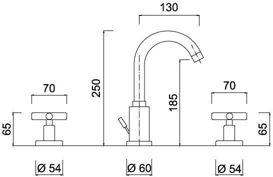 Rubinetteria Giulini Смеситель для раковины на 3 отверстия с регулируемым изливом G3 F7612a - Вид №1