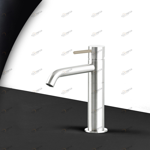 Смеситель для раковины сталь глянцевая с бежевой ручкой Toki Radomonte TKS2LCIL18