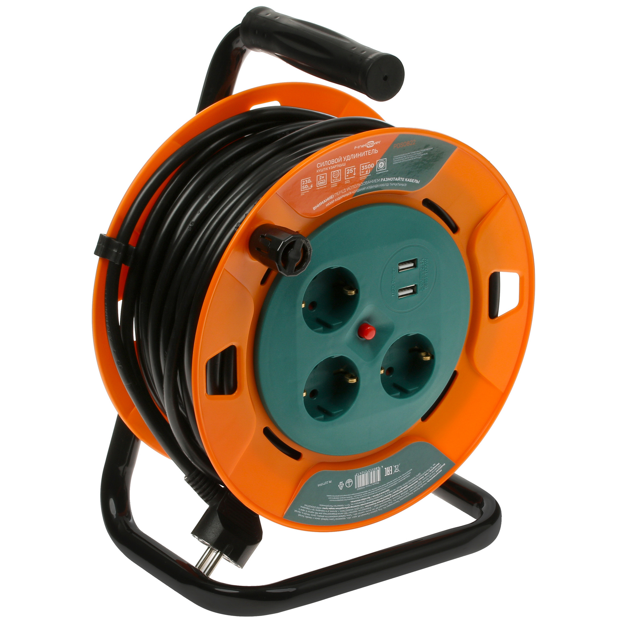 Удлинитель силовой FinePower PDS0822 оранжевый 5086473 STDN-0105523