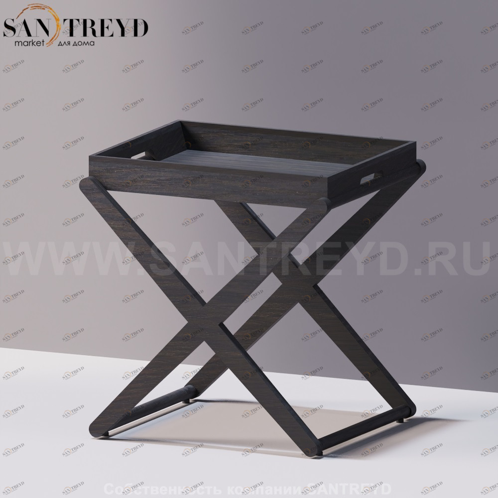 Agape X Низкий столик со съемным лотком под темный дуб ACOM0623RW