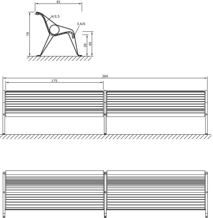 Euroform W Скамья из дерева с подлокотниками со спинкой  58d, 58, 58/10,58/20  - Вид №2