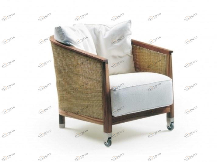 Flexform Кресло с подлокотниками из ткани и дерева sun-id-1451126