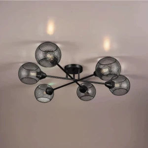 Люстра потолочная Эйр РС23634 6 ламп 18 м² цвет черный