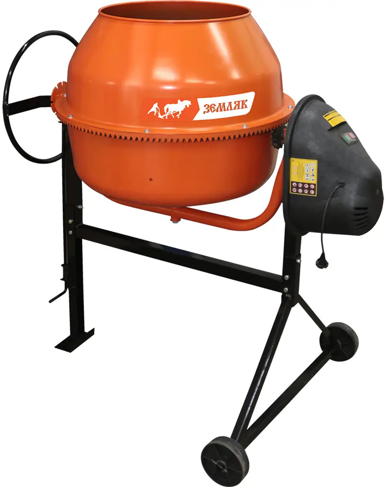 Бетоносмеситель ЗЕМЛЯК БСЭ-200 с двухколесной конструкцией 82305246
