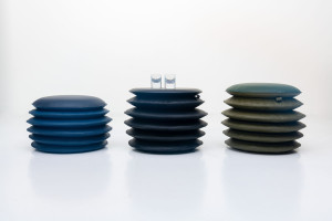 Круглый кожаный пуф