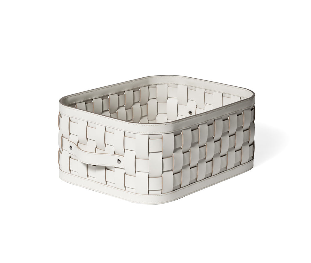 Корзина Demetra Small Прямоугольная - 45X35XH19,5 см / регенерированная кожа_белый Pinetti 00.1190.082.000