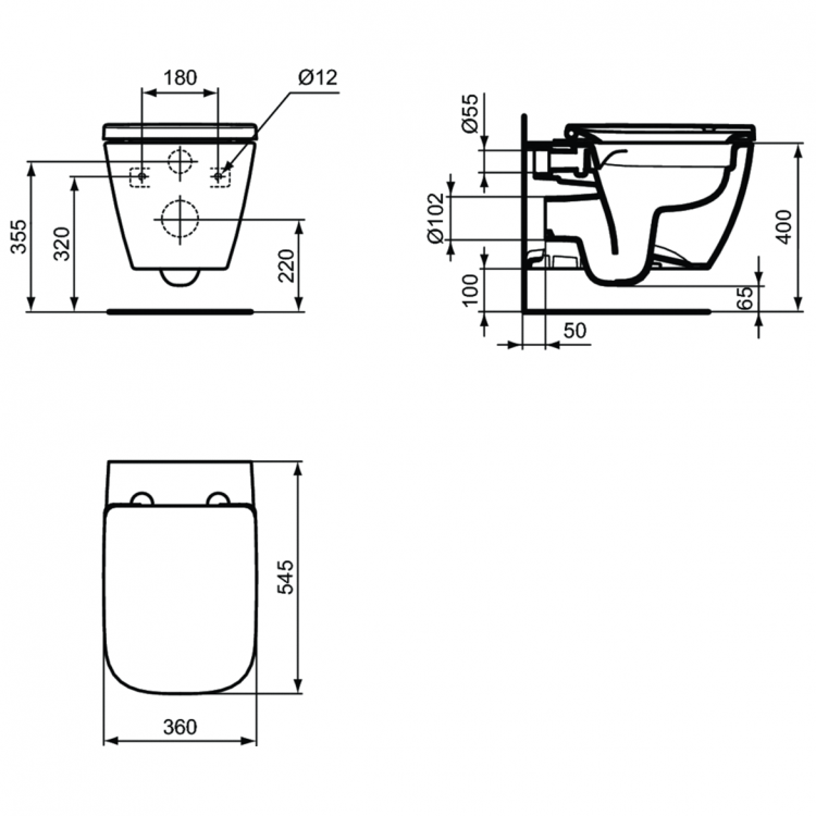 RI461402 3 в 1 Промо-комплект 2,0 с инсталляцией PROSYS 2,0 R046367, унитазом i.life B T461401 с сидением и крышкой T468301 Ideal Standard  - Вид №7