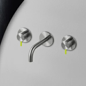 Смеситель для раковины сталь матовая с зеленой ручкой Toki Radomonte TKI28SCIL23