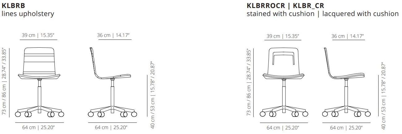 Viccarbe Офисное кресло из ткани с подлокотниками на колесиках Klip sun-id-1393921 - Вид №6