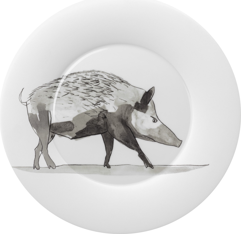 10602550 Hering Berlin Тарелка обеденная Hering Berlin "Охота" "Кабан" 29см Фарфор 