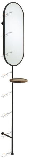 Ligne Roset Овальное зеркало из стали и стекла с настенной полкой Loomy 19980485
