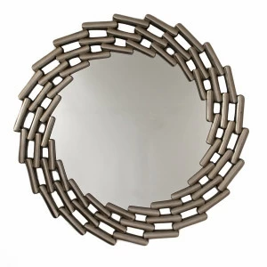 Зеркало большое круглое в витой раме Silver Leaf PUSHA ДИЗАЙНЕРСКИЕ 062517 Серебро