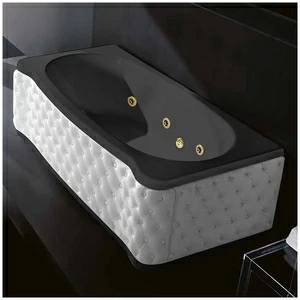 Ванна Gruppo treesse New Classic Young STD-V6747-SX-KB-CZ чёрная с золотой фурнитурой и гидромассажем прямоугольная левая белая кожа