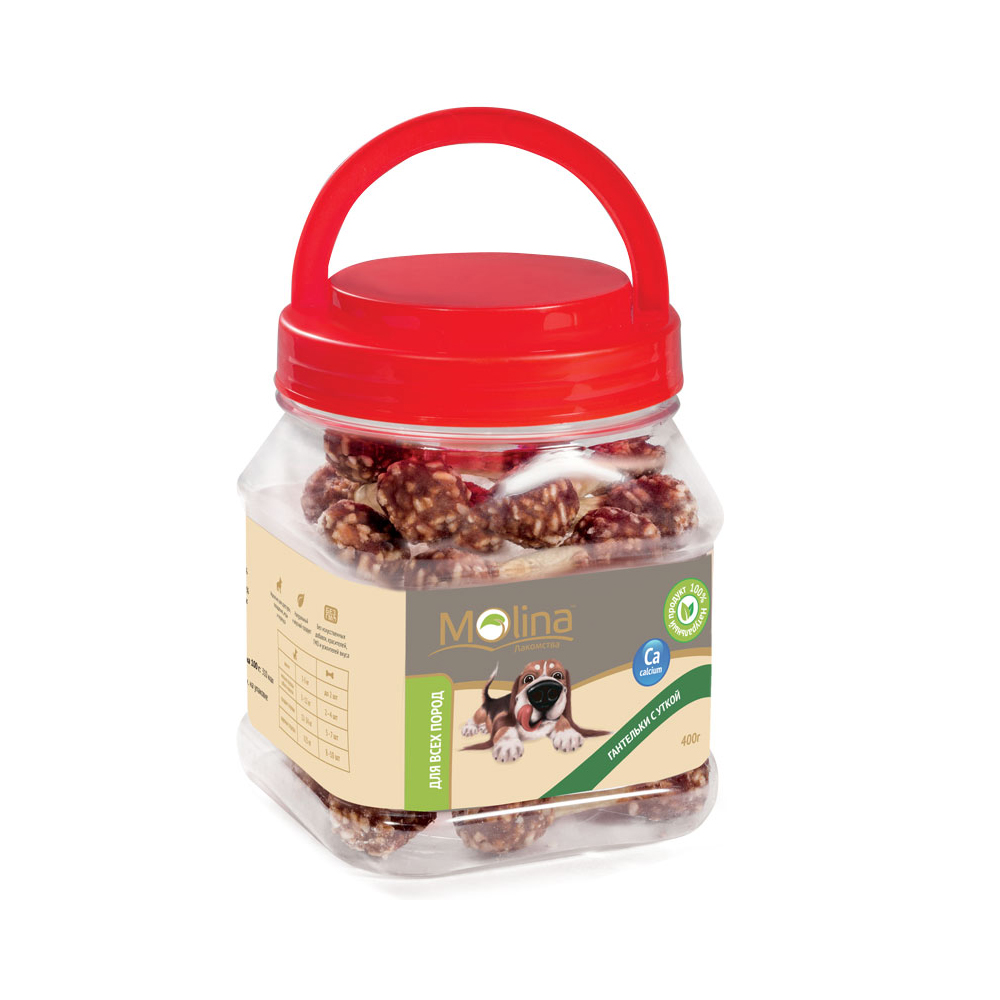 ПР0058743 Лакомство для собак Гантельки с уткой 400г Molina 