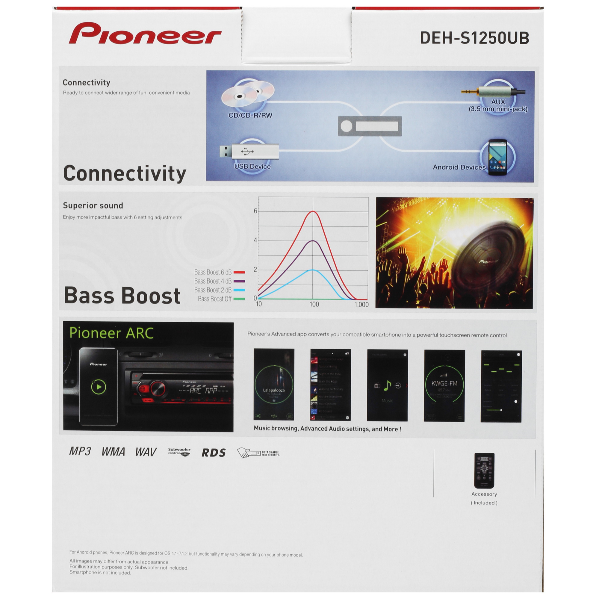 5094810 Автопроигрыватель Pioneer DEH-S1250UB STDN-0017732 - Вид №7
