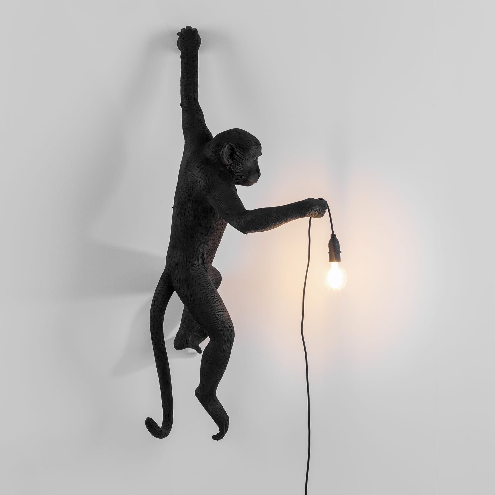 Seletti 14921 hanging MONKEY OUTDOOR черный настенный светильник обезьяна с лампочкой 114252 - Вид №1