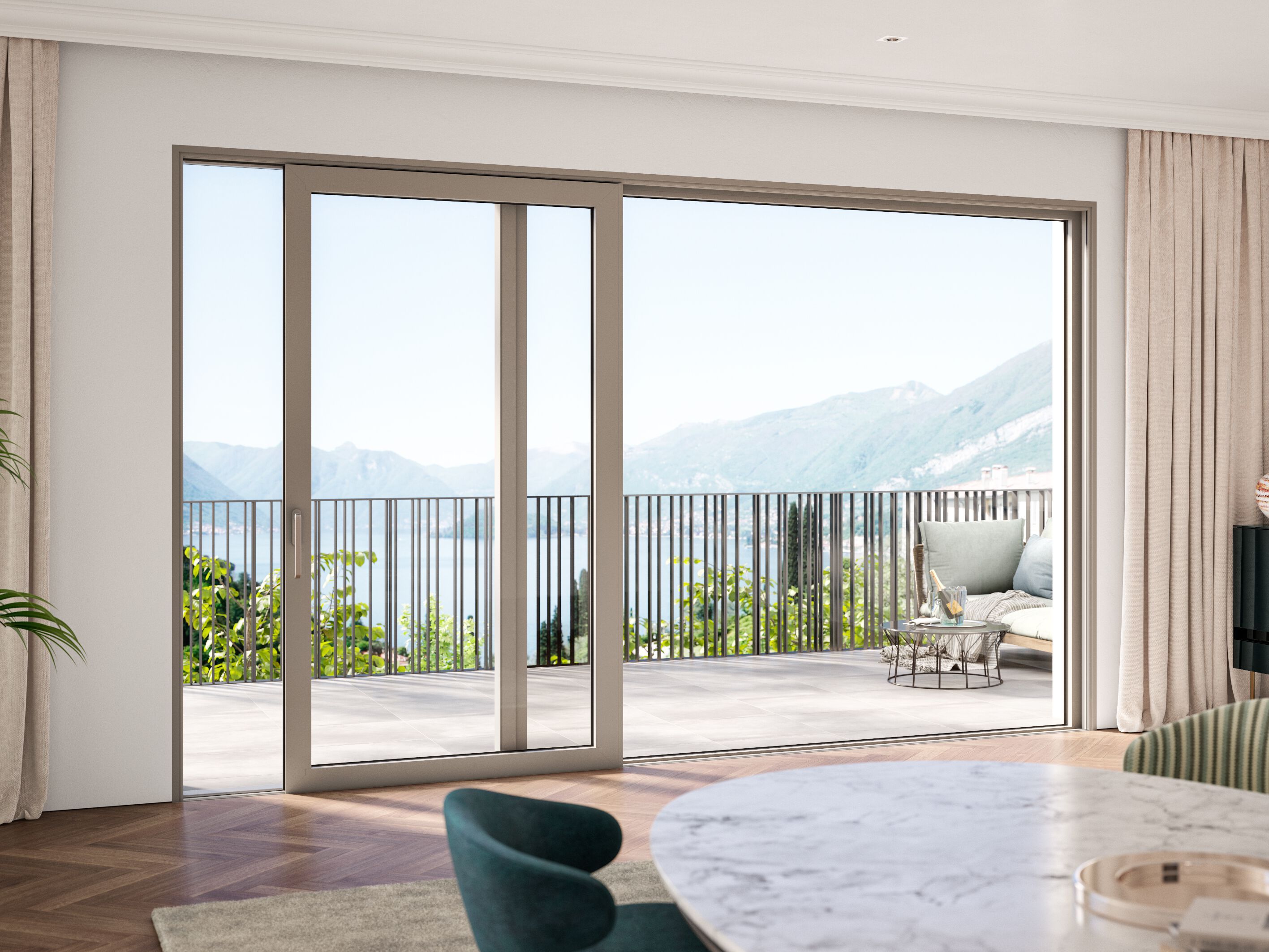 Алюминиевые раздвижные двери-окна WnD SLIDE MB77 SLIM ARCH-00126158