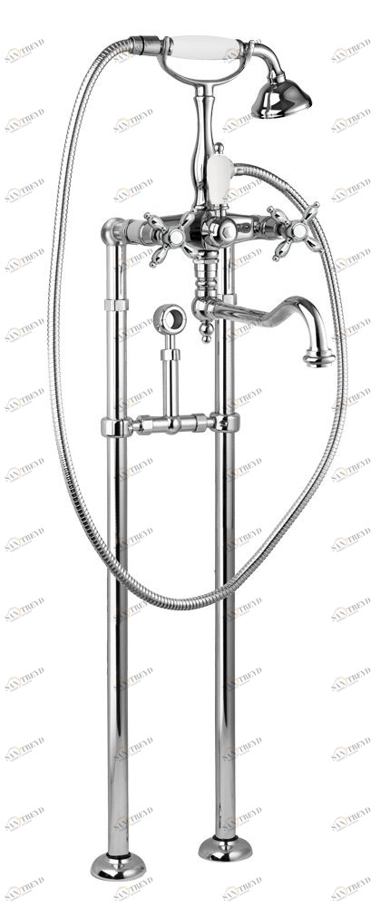 Напольный смеситель для ванны с кронштейном для слива-перелива CEZARES NOSTALGIA-VDPS2-01-Bi