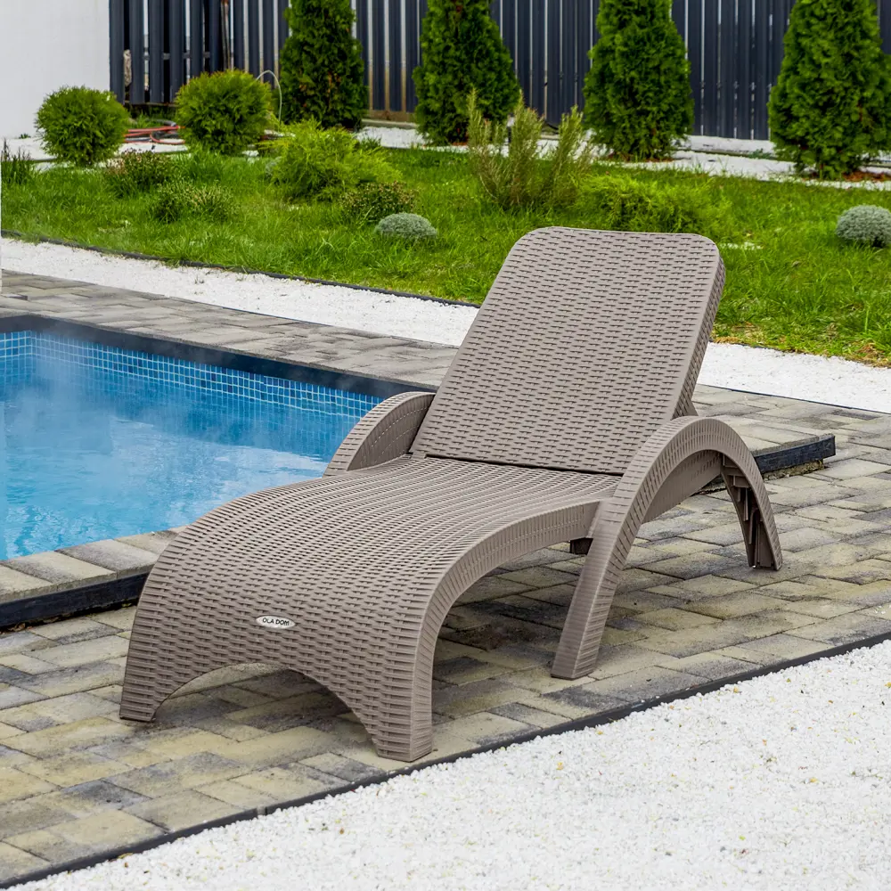 Шезлонг без подушки Rattan 187x44 см пластик серый Santreyd STLM-2071443 - Вид №13