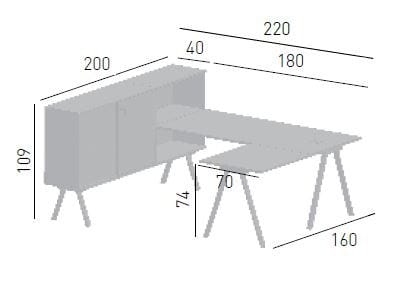 Угловой стол со встроенной полкой GABER WORKSTATION 2027 SX - L VERSION ARCH-00101353 - Вид №3