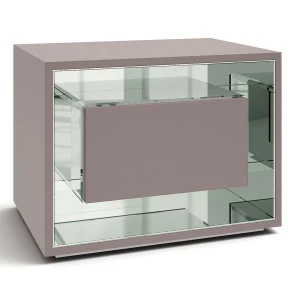 Тумбочка прикроватная серая с зеркальными вставками "Фэнси" GRAUM  304077 Зеркальный;серый