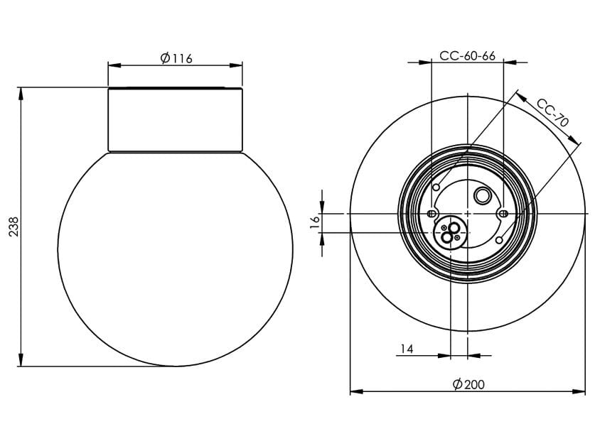 Настенный светильник / потолочный светильник из стекла и фарфора Ifö Electric Classic Globe ARCH-00080719 - Вид №10