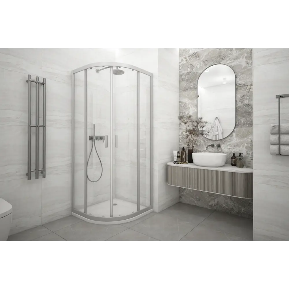 Душевая ширма Метакам Apart 1/4 круга 90x90x185см цвет профиля хром раздвижная стекло 4мм прозрачное 89361548 STLM-2094095  - Вид №13