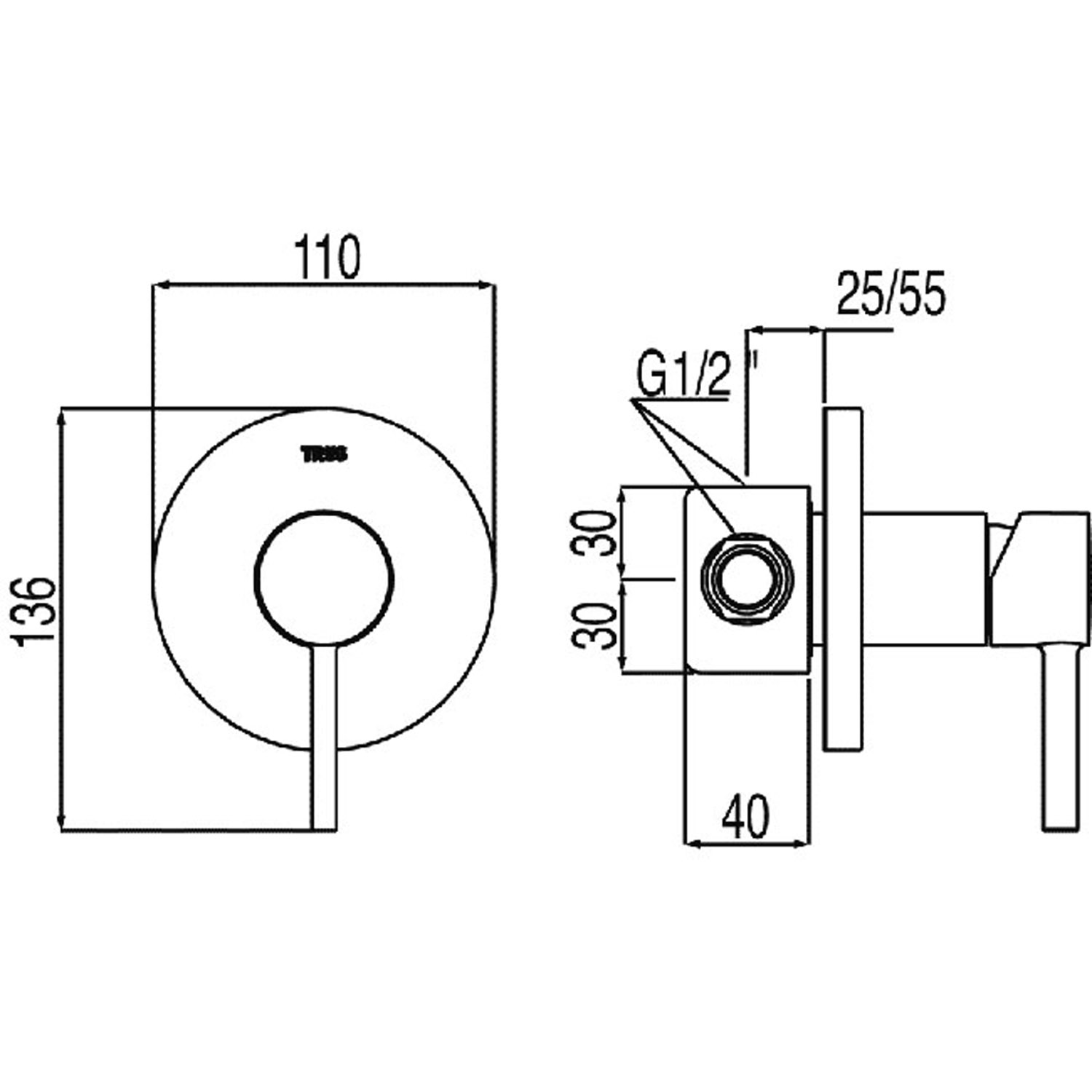 LEX-ALP 1-ходовой смеситель для душа с одной ручкой-20317701 TRES - Вид №1