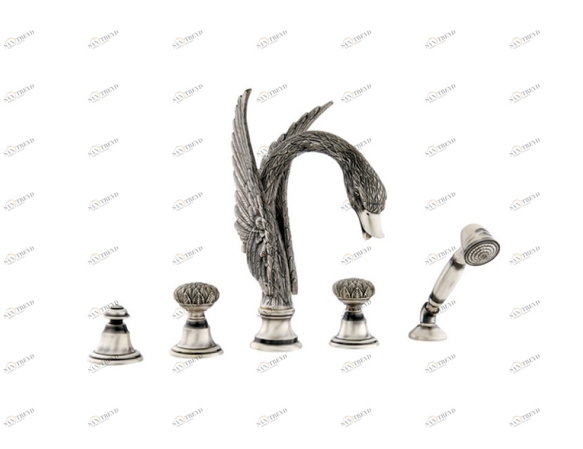 039456.000.50 Набор для ванны с пятью отверстиями Яркий хром Mestre Swan