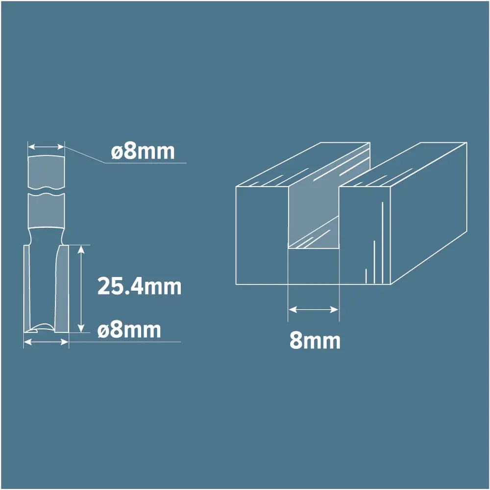 Фреза пазовая прямая Brigadier, D8х25 мм STLM-2024787 - Вид №2