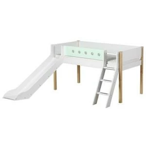 Кровать Flexa White с горкой и наклонной лестницей, 200 см, мятная лакированная