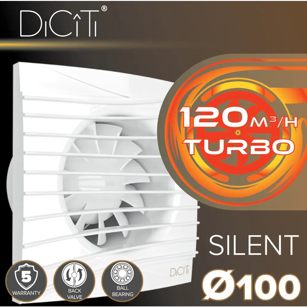 DiCiTi Silent 4C Turbo — бесшумный вытяжной вентилятор с обратным клапаном 83212147 STLM-0039461 - Вид №3