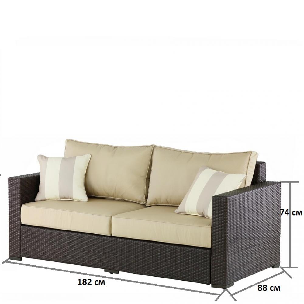 Диван мягкий плетеный коричневый "Видс" Brown Light AFINA  240986 Бежевый;коричневый  - Вид №2