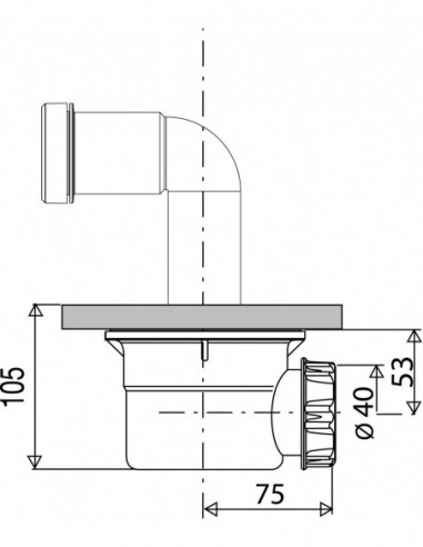 568300 000 00  Адаптируемый слив PMR для ванны и душа, горизонтальный выход Д. 40 мм, углубление 105 мм, хромирование Valentin Хром  - Вид №2