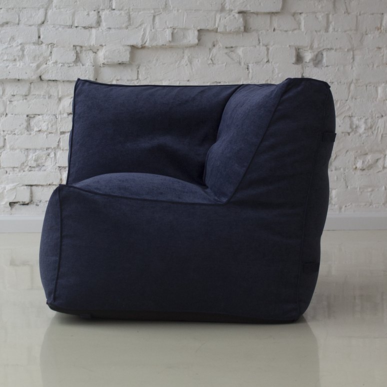 Бескаркасное модульное угловое кресло синее Velvet Lux 42 МАСТЕРСКАЯ КРЕСЛО  335301 Синий Santreyd  - Вид №1