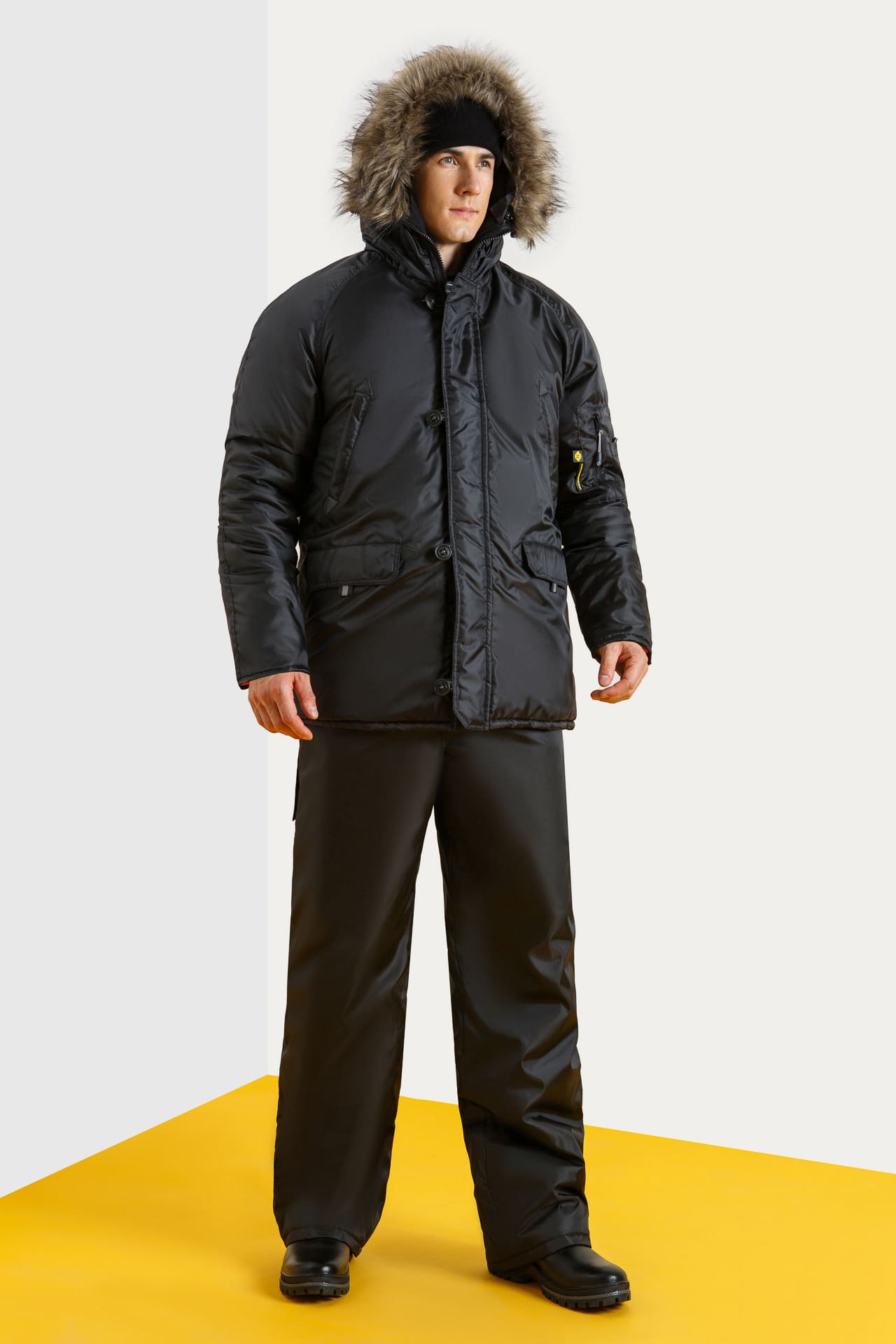 63584 Куртка "Север" удлиненная черная  Зимняя спецодежда  размер 52-54/182-188  - Вид №6