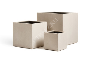 41.3317-02-005-BE-40 Кашпо  Effectory - серия Beton - Куб - Белый песок Цветочная коллекция