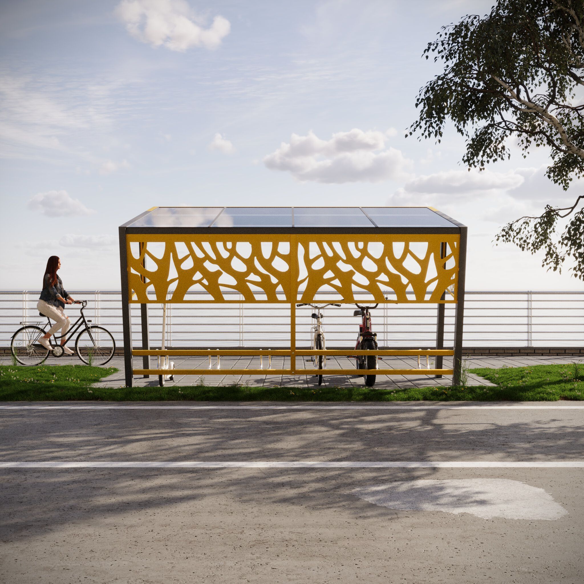 Стальной и поликарбонатный навес для велосипедов и мопедов CITYSì CROSS ARCH-00108240 - Вид №10