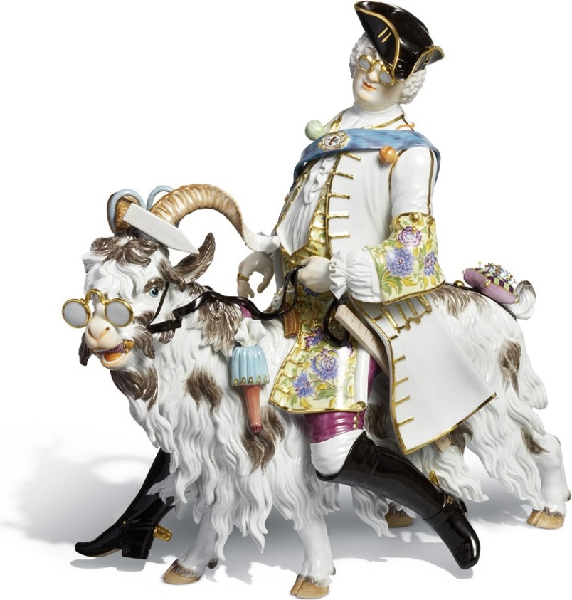 10593996 Meissen Фигурка 43см "Портняжка на козле" (И.-И. Кэндлер, 1737г.) Фарфор 