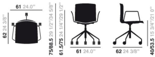 arper 5-спицевый стул с подлокотниками Catifa 46 sun-id-1355309 - Вид №2