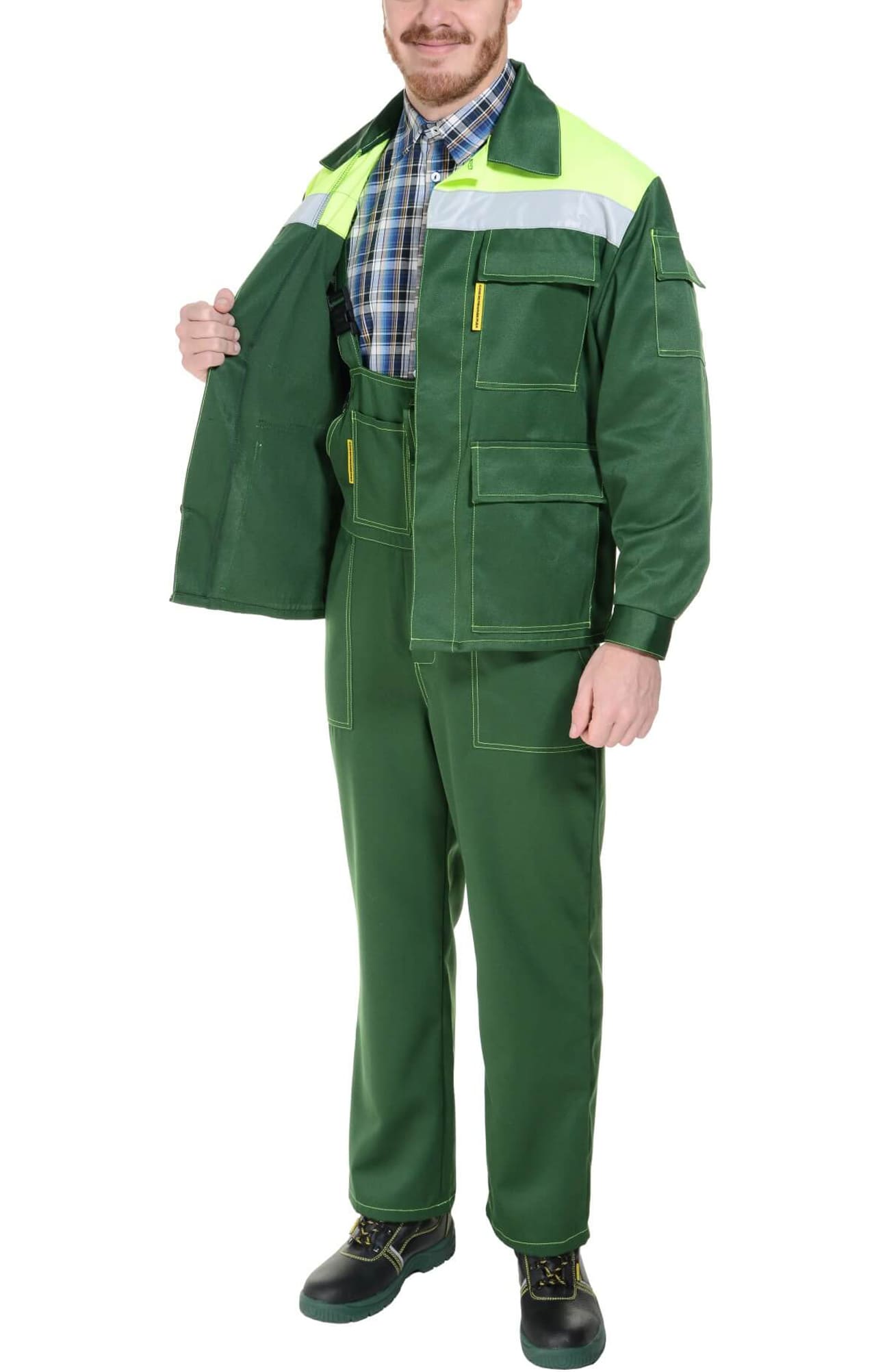 63842 Костюм "Коммунальщик" зеленый лимонный  Летняя спецодежда  размер 56-58/170-176  - Вид №7