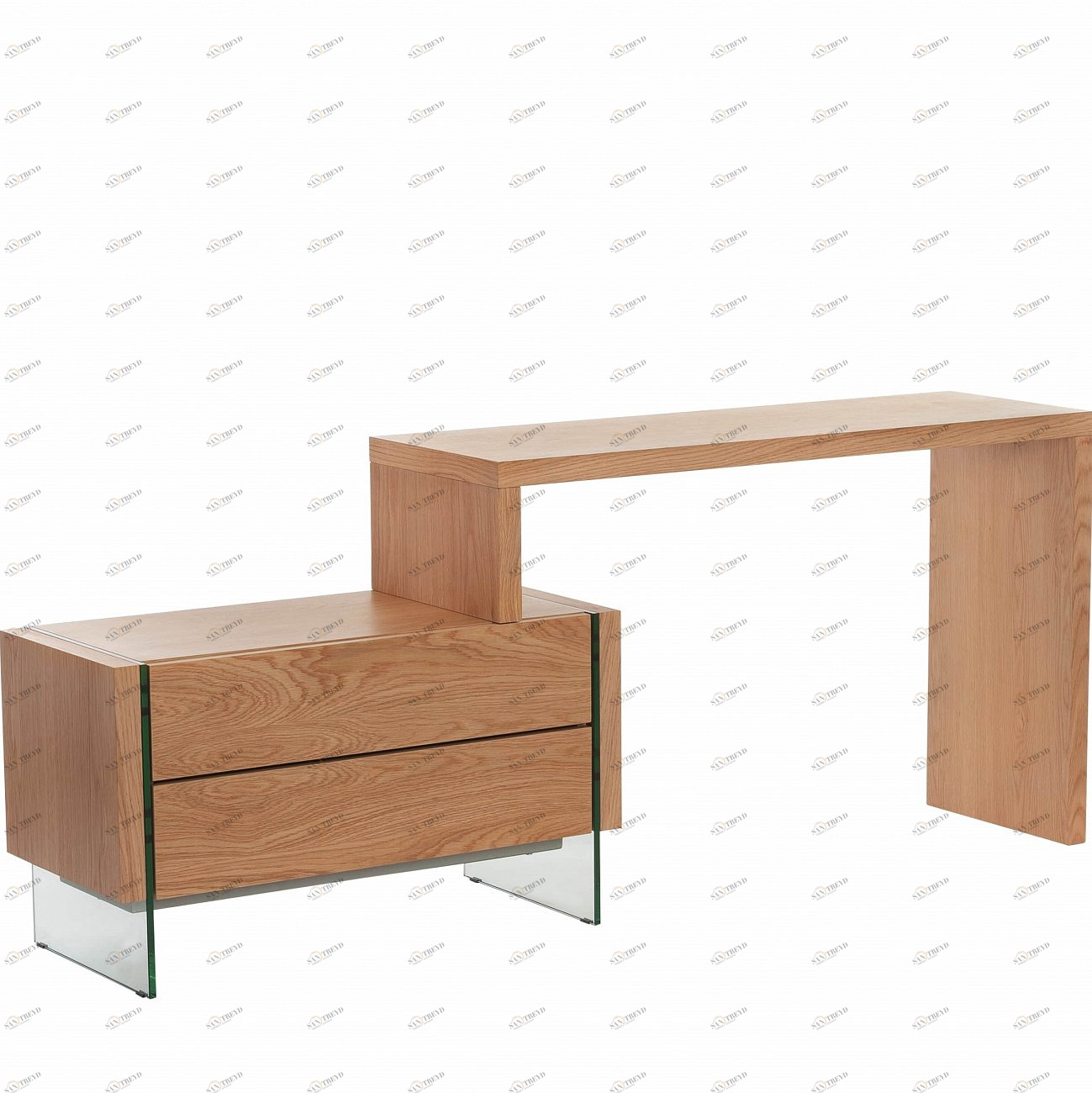 Письменный стол с ящиками и стеклянными ножками дуб CP1712-DK от Angel Cerda ANGEL CERDA  241796 Дуб 