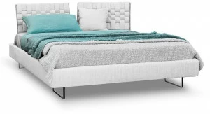 Saba Italia Двуспальная кровать из ткани с мягким изголовьем Limes