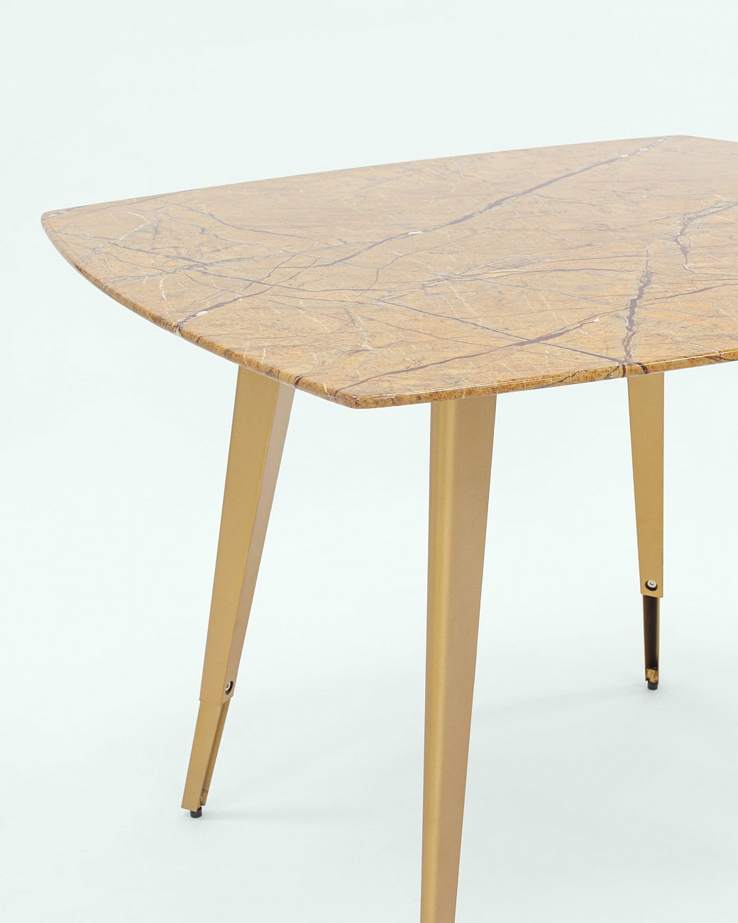 Стол обеденный квадратный со стеклянной столешницей, цвет охра с рисунком под мрамор 100х100 см "Рич STOOL GROUP  00-3958837 Желтый  - Вид №3