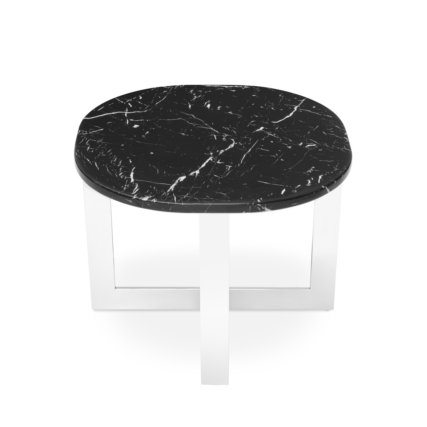 450277-BS ABHIKA Боковой столик GLORY H45 D60 BLACK/SILVER  - Вид №1