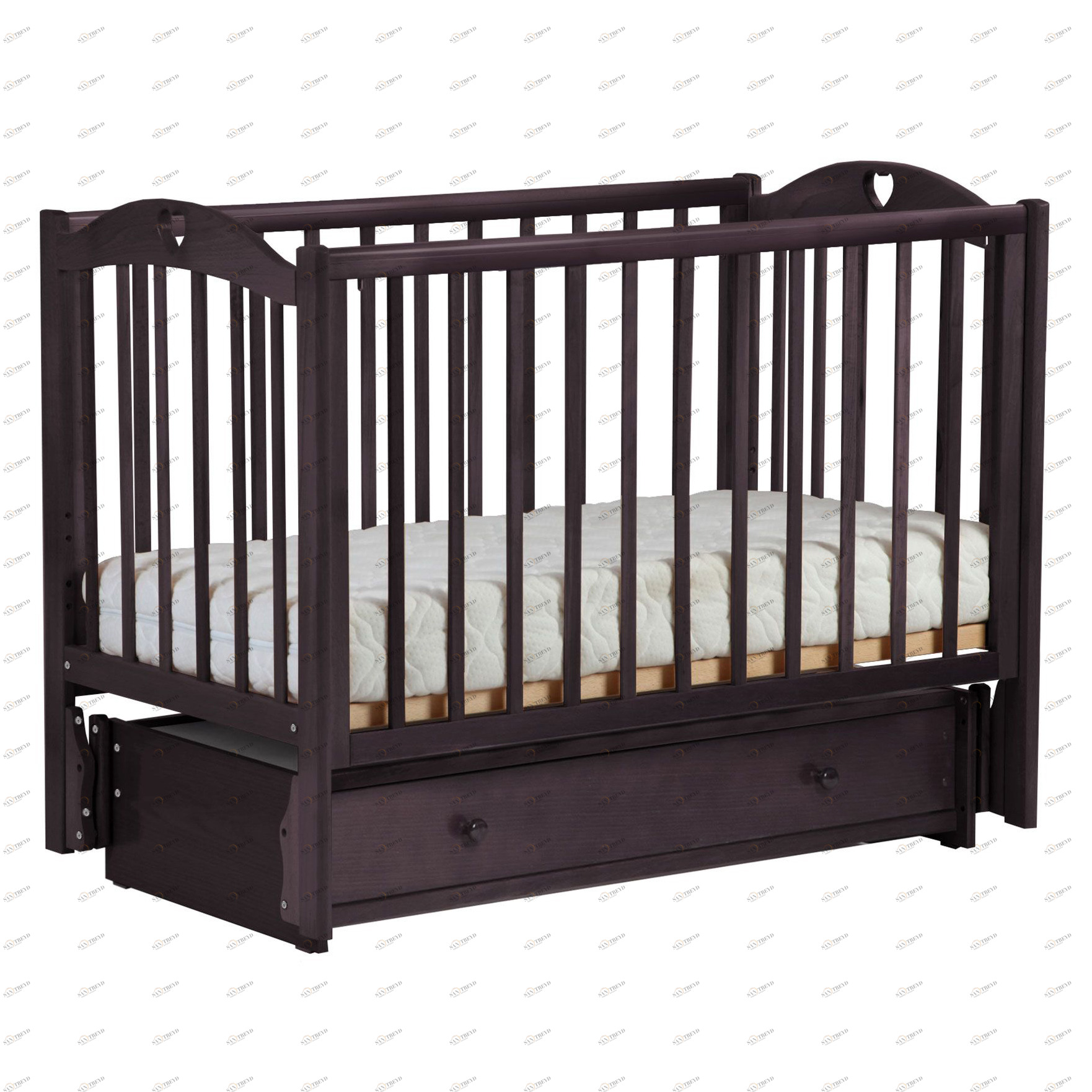 Детская кроватка с универсальным маятником "Кубаночка 11" венге ФАБРИКА ЛЕЛЬ  338390 Черный Santreyd 